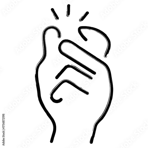 snap of fingers icon, brush strokes, vector illustration on white background.