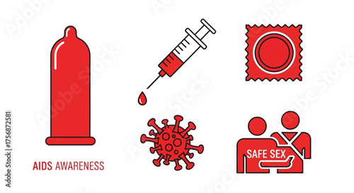 Essential symbols for HIV and AIDS awareness campaigns promoting sexual health education