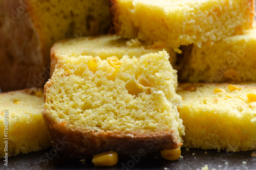 Wallpaper Mural Homemade cornbread slices on kitchen table zoomed image Torontodigital.ca