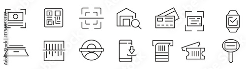 barcode line icon set register tracking barcode tag