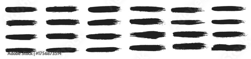 Big collection of hand drawncalligraphy brush strokes black paint texture set vector illustration.
