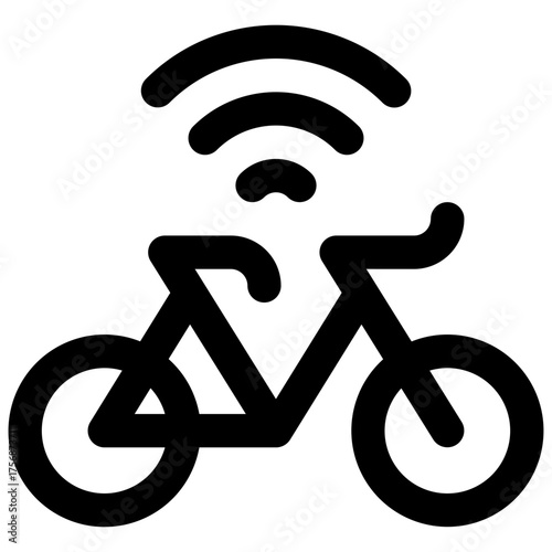 Bike sharing. Outlined stroke vector icon with black-filled details.