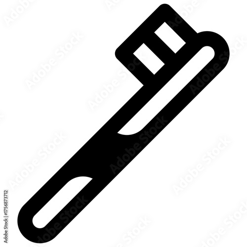 Compostable toothbrush. Outlined stroke vector icon with black-filled details.