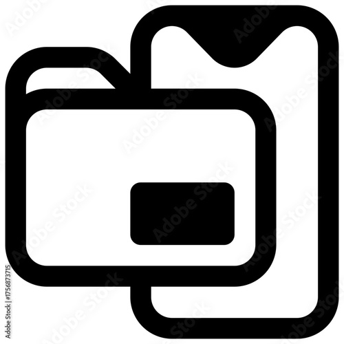 Digital documents. Outlined stroke vector icon with black-filled details.
