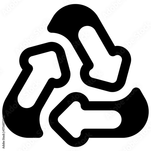 Recycling. Outlined stroke vector icon with black-filled details.