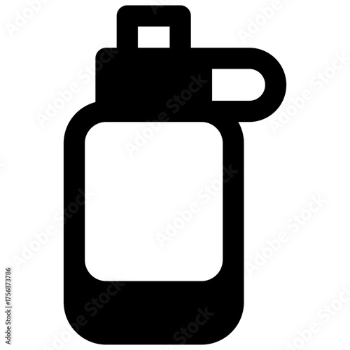 Reusable water bottle. Outlined stroke vector icon with black-filled details.