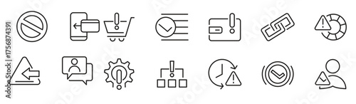 Alerts and Warning line icon set. Alert, caution, danger, error, danger warning, chemical, hazard, toxic, protection, natural disasters, rescue services