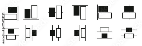 alignment set icons vector collection