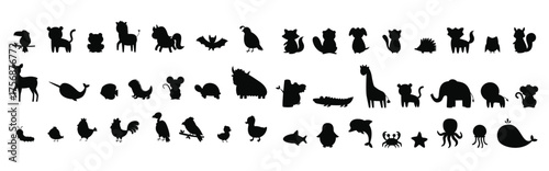 Canvas Print Large collection of wild and domestic animals and birds.