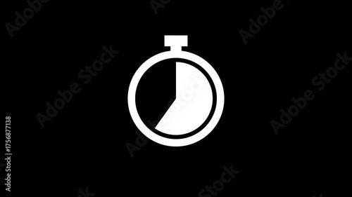 Stopwatch Timer Animation on Black Background, Digital Stopwatch Counting Seconds and Minutes for Sports and Fitness Training, Time Measurement Concept 4K Video