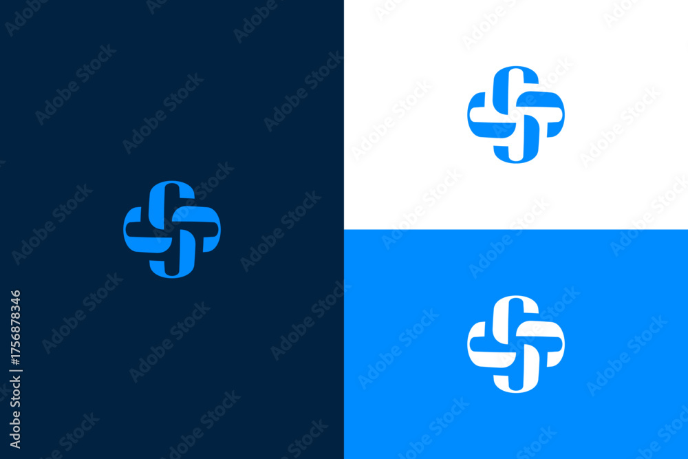 Obraz premium Modern Blue Abstract Loop Logo