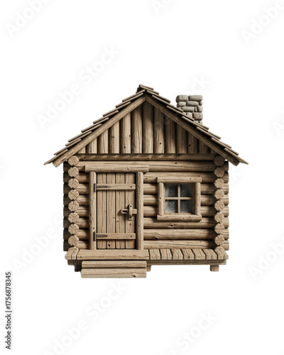 Cozy handcrafted log cabin evoking rustic charm and simple living, perfect for nature retreats and storybook illustrations with a touch of fairytale magic