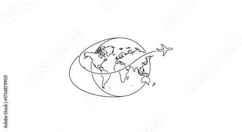 Illustrating the global reach of international travel and air transportation across continents and oceans