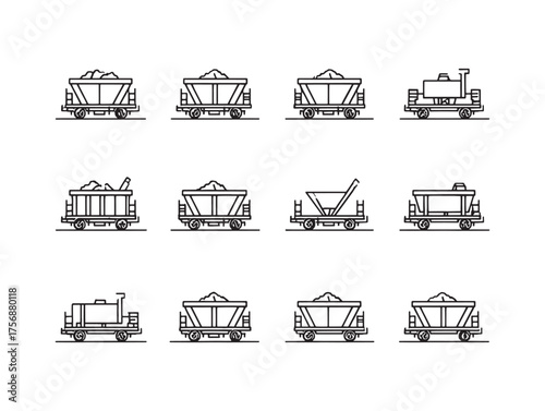 Coal Wagon Line Art Minimalist Style Drawing