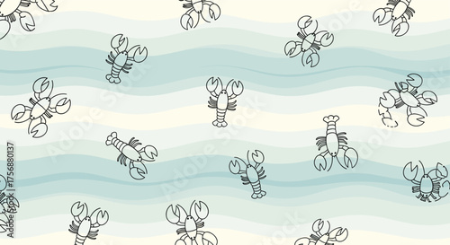 Whimsical ocean scenery with abstract marine life patterns and textured waves