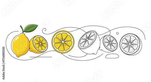 A vibrant illustration capturing the zest and tangy essence of fresh lemons and their deliciously juicy cross sections