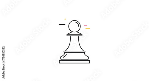 An abstract line drawing of a chess pawn piece on a white background suggesting strategy and competition