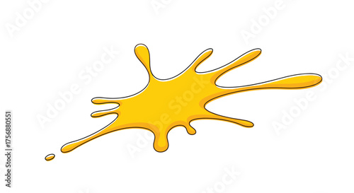 Abstract yellow splatter blob splash fluid paint liquid stain ink droplet shape art