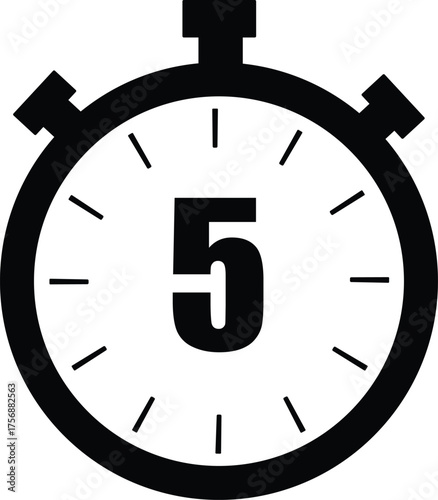 Stopwatch timer icon with clock face and time symbols on white background