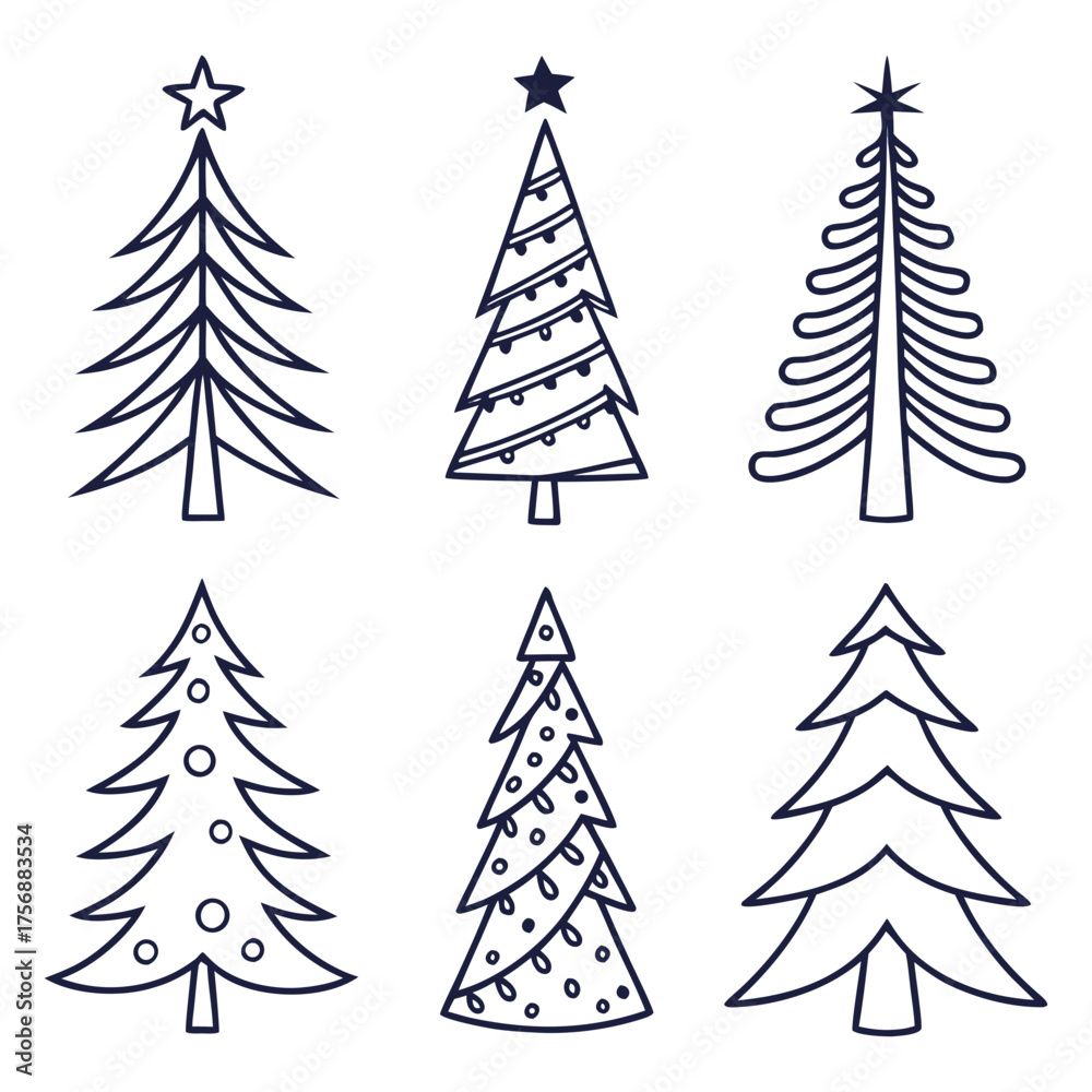 Obraz premium christmas trees set