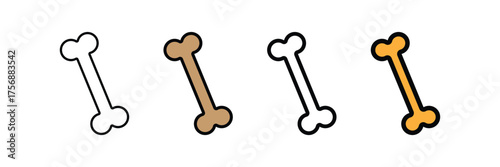 Dog bone icons. Bone silhouette and outline. Vector EPS 10
