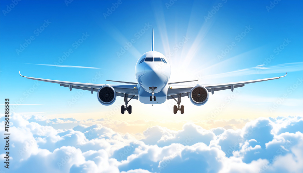 Obraz premium Airplane Flying Above Clouds