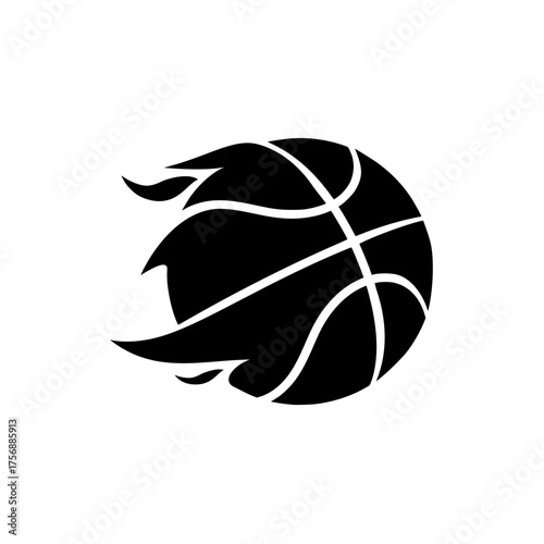 Flaming Basketball Icon Logo Dynamic Sports Symbol for Team Mascot