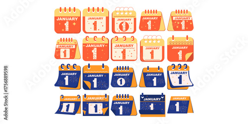 Illustration Calendar Page January 1