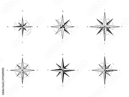 Compass Rose Line Art Discovering Hidden Directions