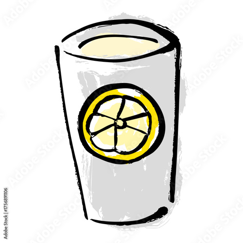 A hand-drawn illustration of lemon sour drawn with a brushstroke. A design that exudes a Japanese atmosphere and a refreshing feel.
