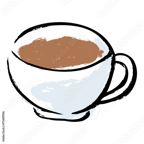 筆の風合いで描かれた手描きの紅茶イラスト。ティータイムを感じる温かみのある和風デザイン素材