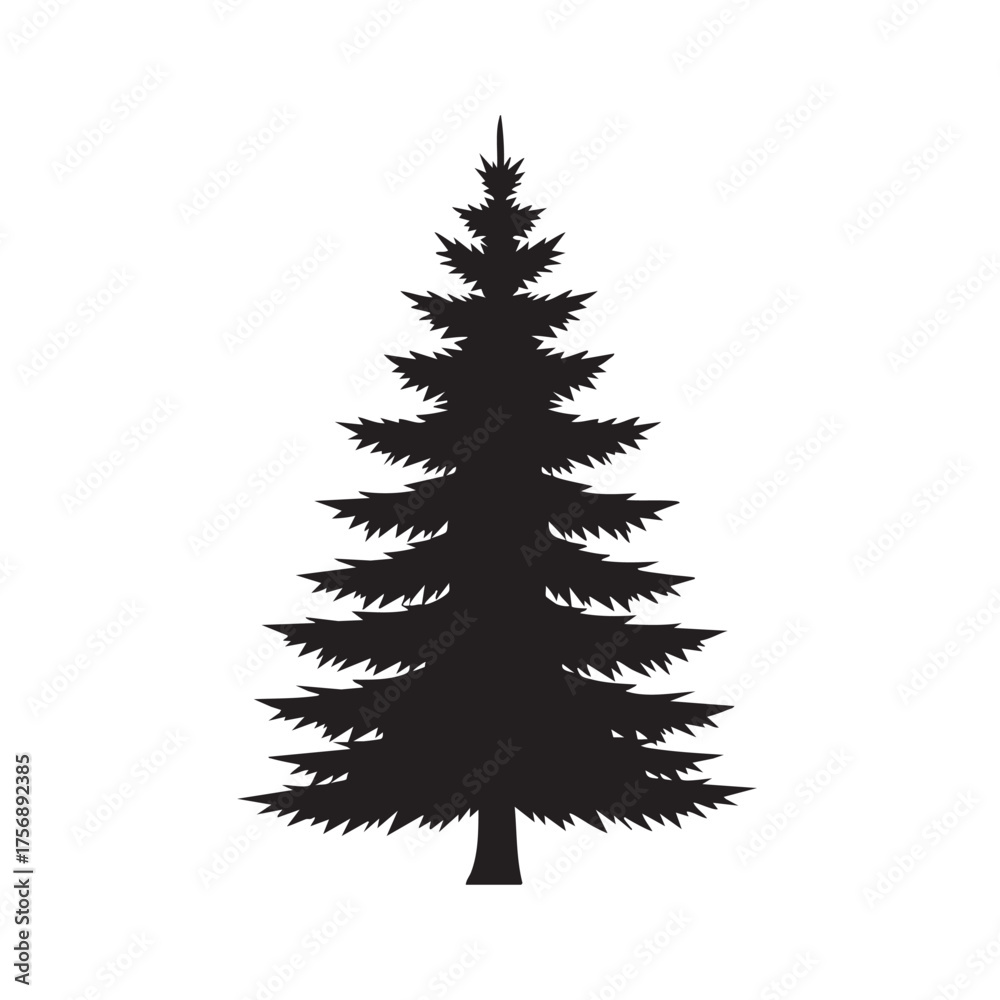 Obraz premium Pine Tree Silhouette Vector Illustration Evergreen Conifer Symbol for Outdoor Nature Forest Woodland Designs and Environmental Concepts