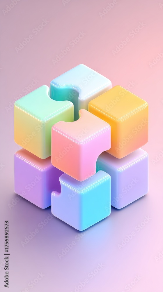 Fototapeta premium Colorful Cubes Puzzle - A Playful and Creative Composition.