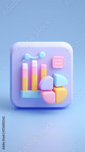 Colorful data analysis icon on a light blue background.
