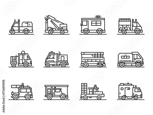 Construction Van Line Art Minimalist Style Drawing