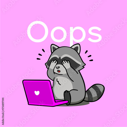 a raccoon covering its eyes in shock