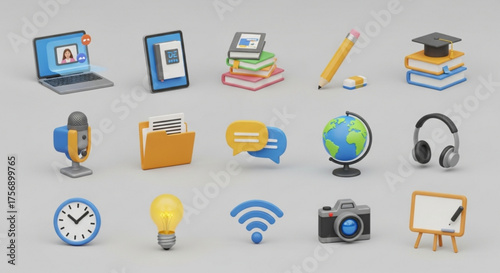 vector set of school icons