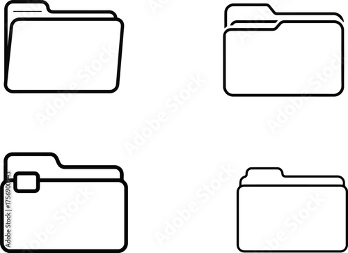 Folder Line Icon – File Storage and Organization Symbol Vector