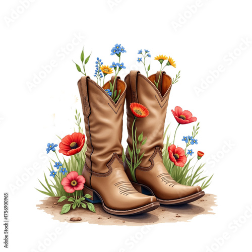 boots and flowers