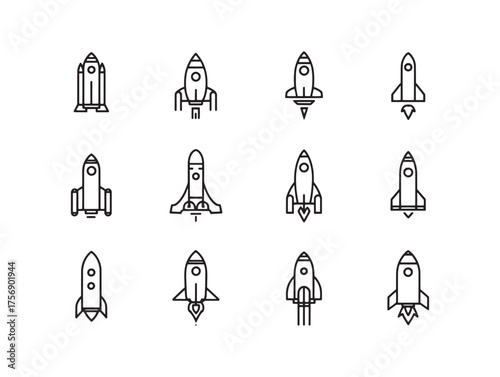 Cosmic Rocket Line Art Blasts Into Space