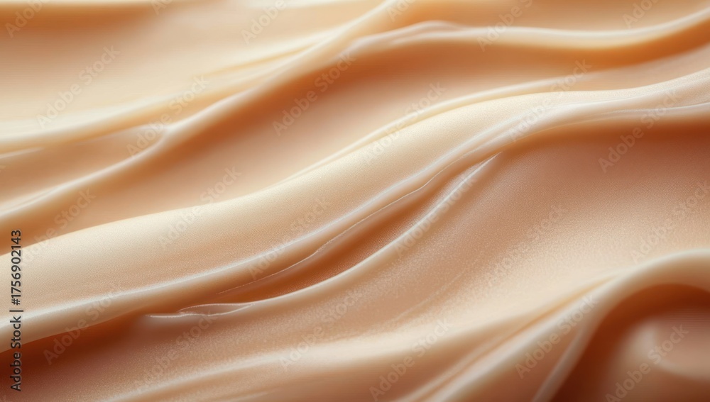 Fototapeta premium Smooth flowing silky fabric with soft folds and warm beige color creating a gentle and luxurious texture