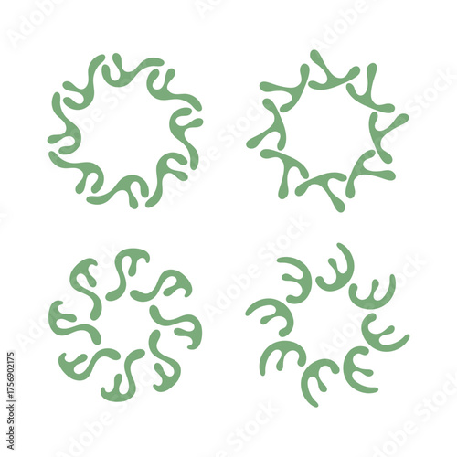 Green abstract circle line art frame decoration