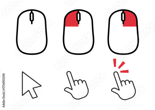 Simple Mouse and Mouse Pointer Illustrations
Set