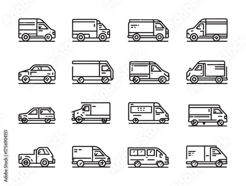 Courier Van line art speed on roads