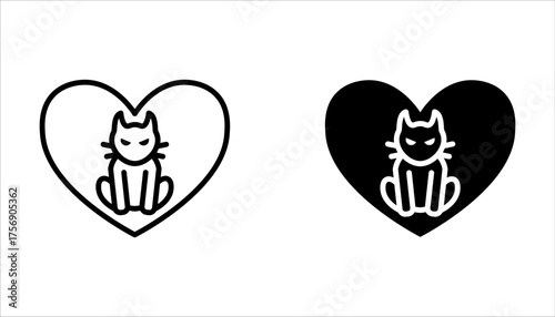 Cat Care line icons set. Linear icon Isolated on white background