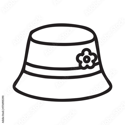 Women’s Hat with Flower Decoration Icon – Fashion and Accessory Vector Illustration
