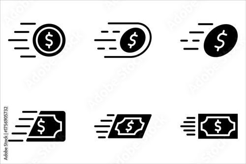 fast money icon set, Fast cash money for finance professional business logo design on white background