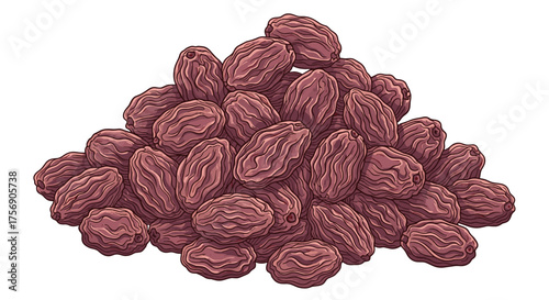 A generous pile of dark dried grapes commonly known as raisins a healthy and nutritious snack.