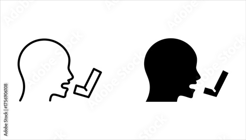 Asthma inhaler vector icons. Lung medical inhalers icon set on white background