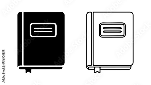 Notebook icons with outline and solid fill with transparent background